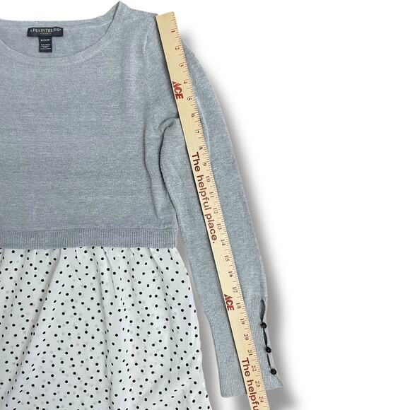 A Pea in the Pod Maternity Gray Polka Dot Tunic Top Long Sleeve Size M - Picture 5 of 8